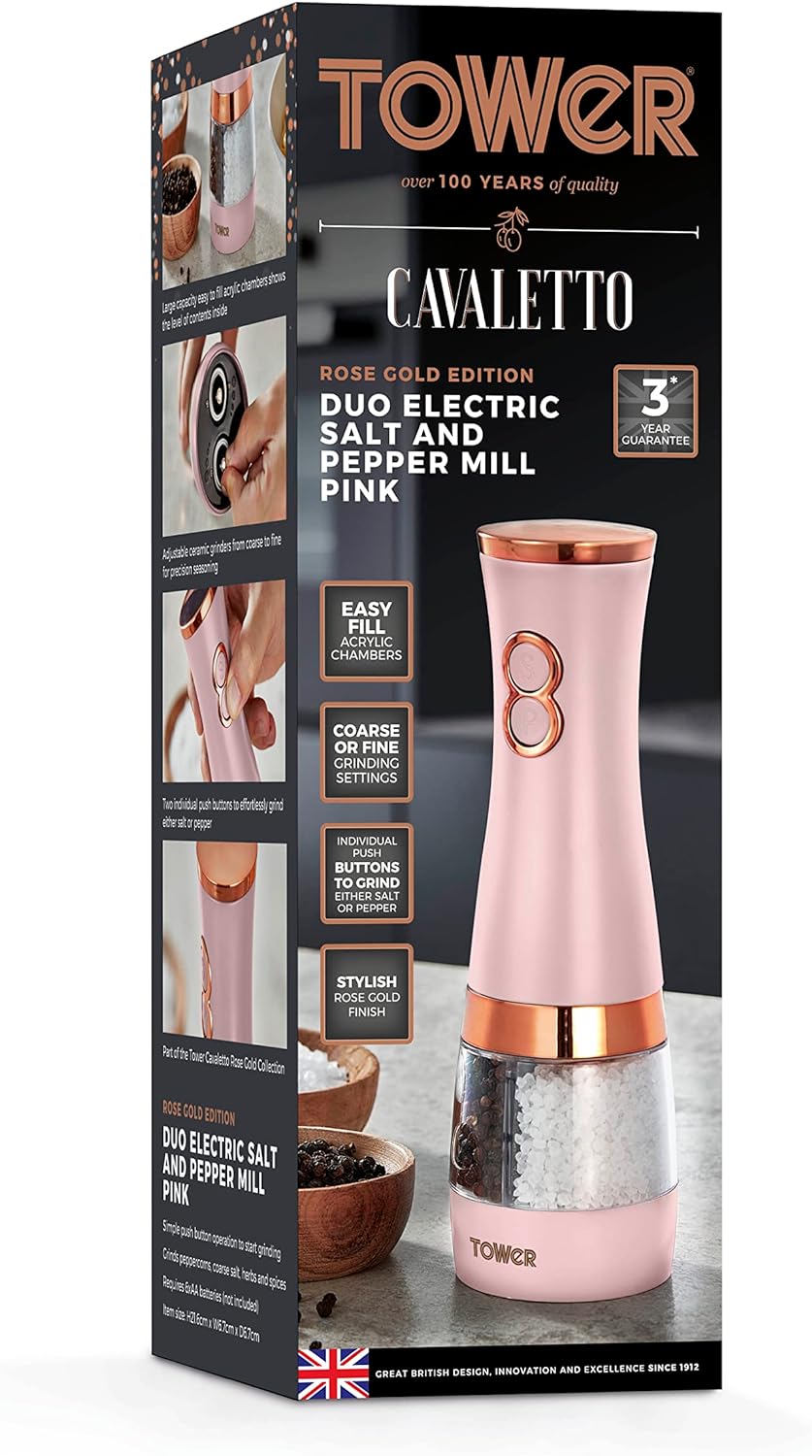 Tower 2 in 1 Electric Pink Salt and Pepper Mill Rose Gold T847004PNK