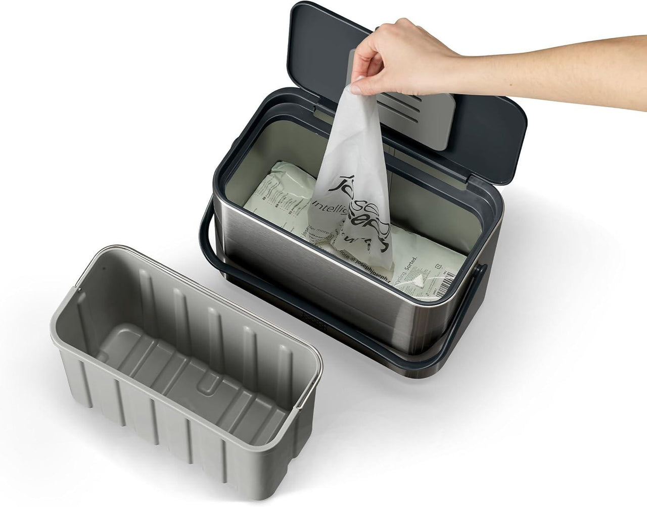 Joseph Joseph Collect 4 Stainless Steel Food Waste Caddy with Odour Filter 30145 - Vibe Home
