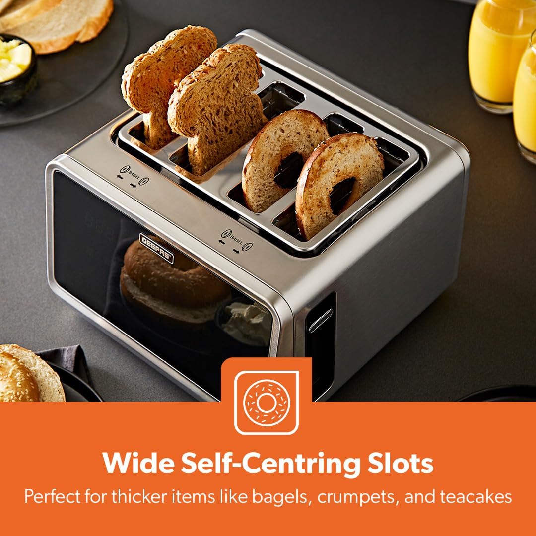GEEPAS 5-in-1 Digital 4 Slice Toaster 1770W GBT36569UK (Silver)