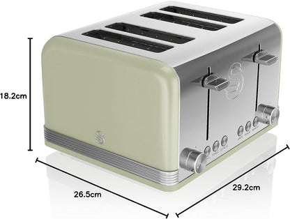 Swan Retro 4 Slice Toaster Extra Wide Slots ST19020GN (Green)