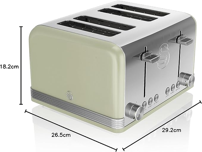 Swan Retro Kettle & 4 Slice Toaster Kitchen Set - Green