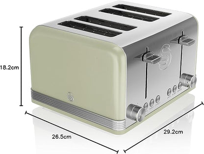 Swan Retro Kettle & 4 Slice Toaster Kitchen Set - Green