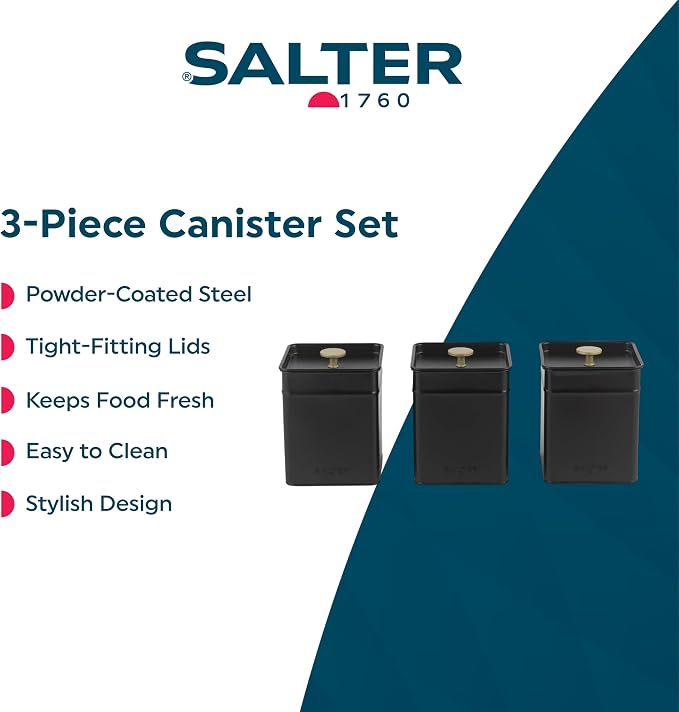 Salter Alchemy Tea, Coffee & Sugar Canister Set BW14370 (Black/Gold)