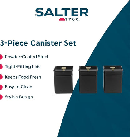 Salter Alchemy Tea, Coffee & Sugar Canister Set BW14370 (Black/Gold)
