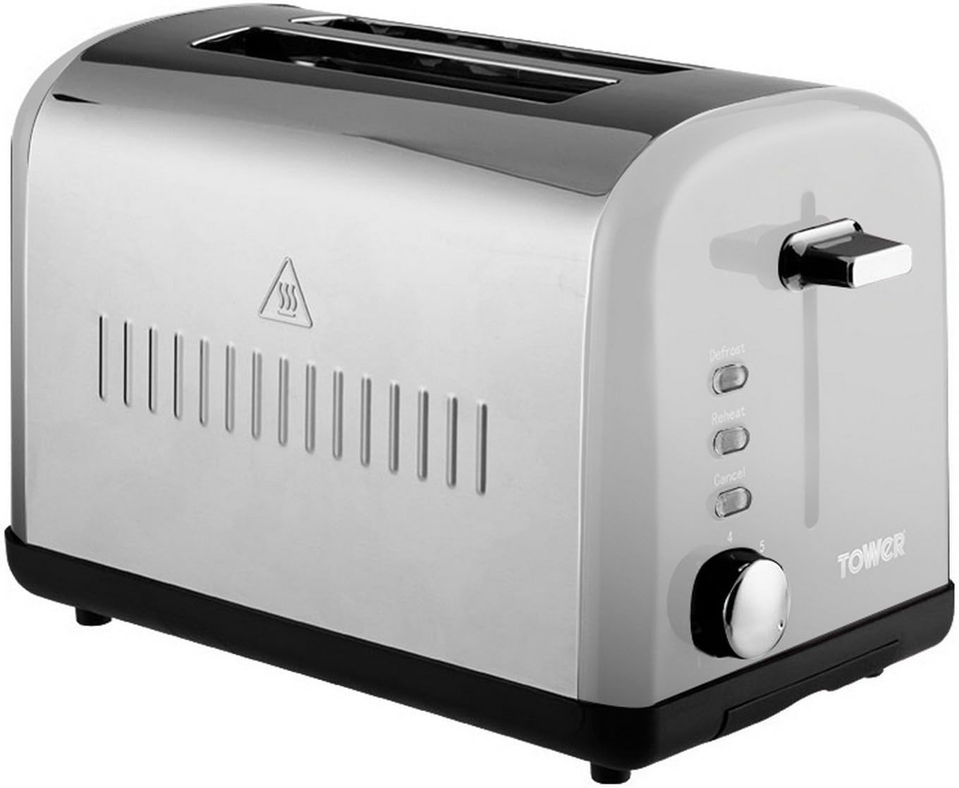 Tower Infinity 2 Slice Toaster Stainless Steel Timeless Design T20014 (Polished Silver)