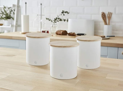 Swan Nordic Bread Bin & Canisters Kitchen Set Metal (White)