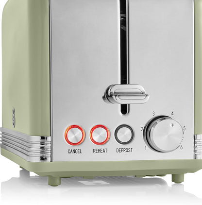 Swan Retro 2 Slice Toaster Wide Slots ST19010GN (Green)