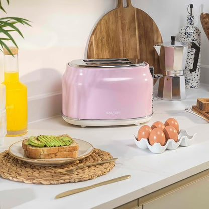 Salter Salter Retro Kettle, 2 Slice Toaster & Canisters Kitchen Set (Pink)