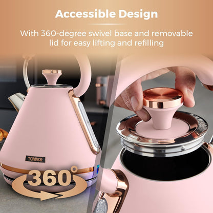 Tower Cavaletto Pyramid Kettle Metal T10044PNK (Marshmallow Pink)