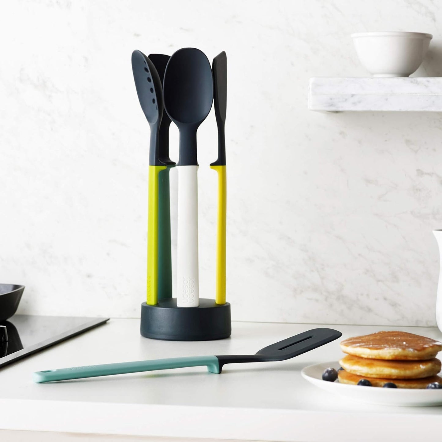 Joseph Joseph Elevate Silicone 5-Piece Kitchen Tool Set with Stand (Opal)