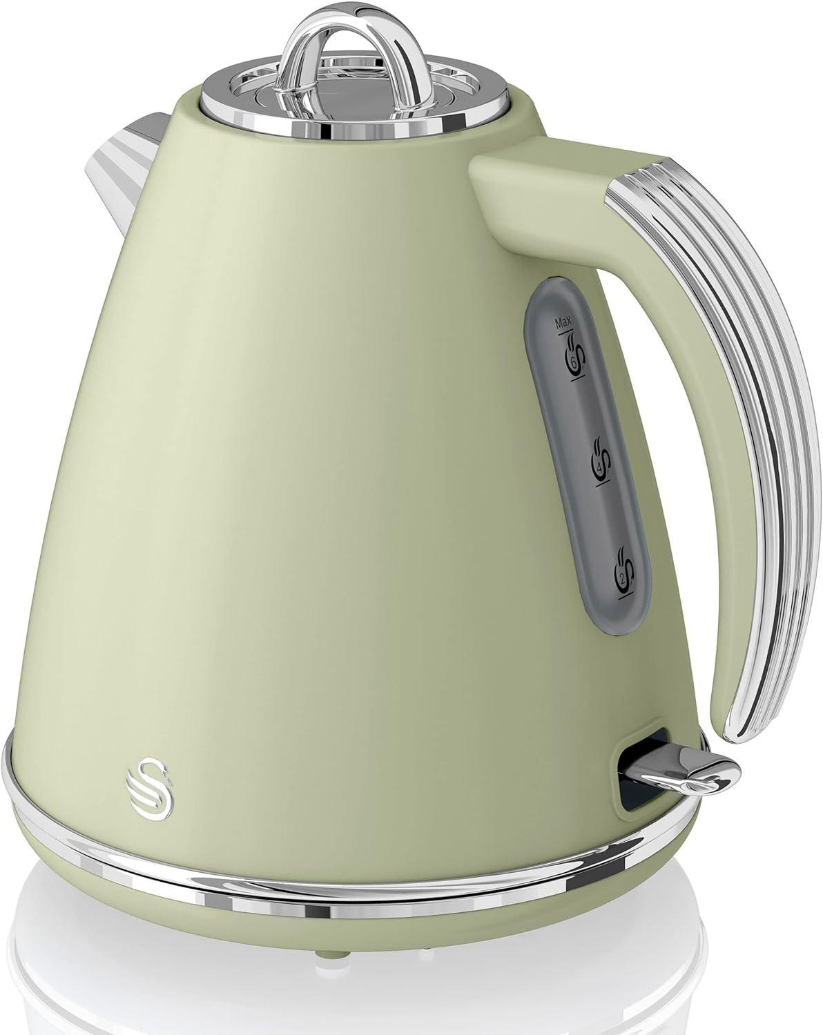 Swan Retro Kettle & 4 Slice Toaster Kitchen Set (Green)