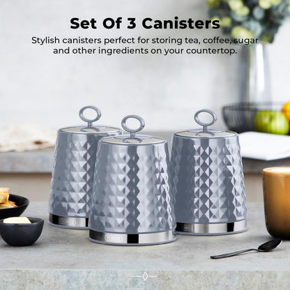 Tower Solitaire Set Canisters Stainless Steel T826207GRY Grey