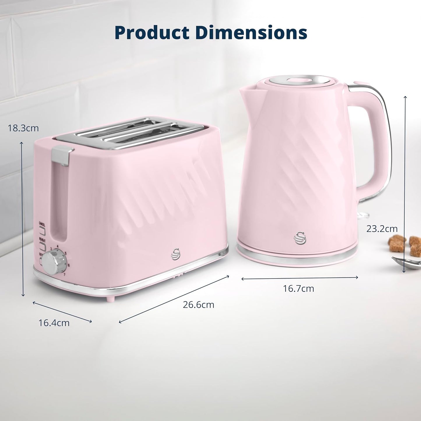 Swan Windsor Breakfast Essentials Bundle Kettle and Toaster Pink EEJB428