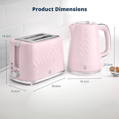Swan Windsor Breakfast Essentials Bundle Kettle and Toaster Pink EEJB428