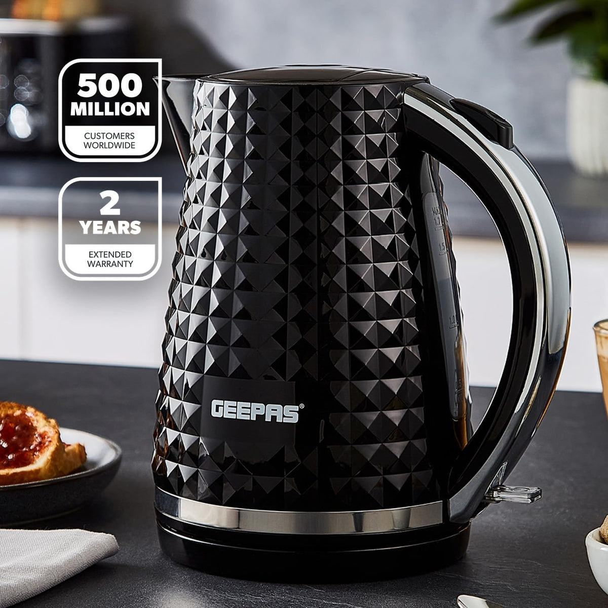 GEEPAS Argyle Kettle GK38056UK-BK (Black)