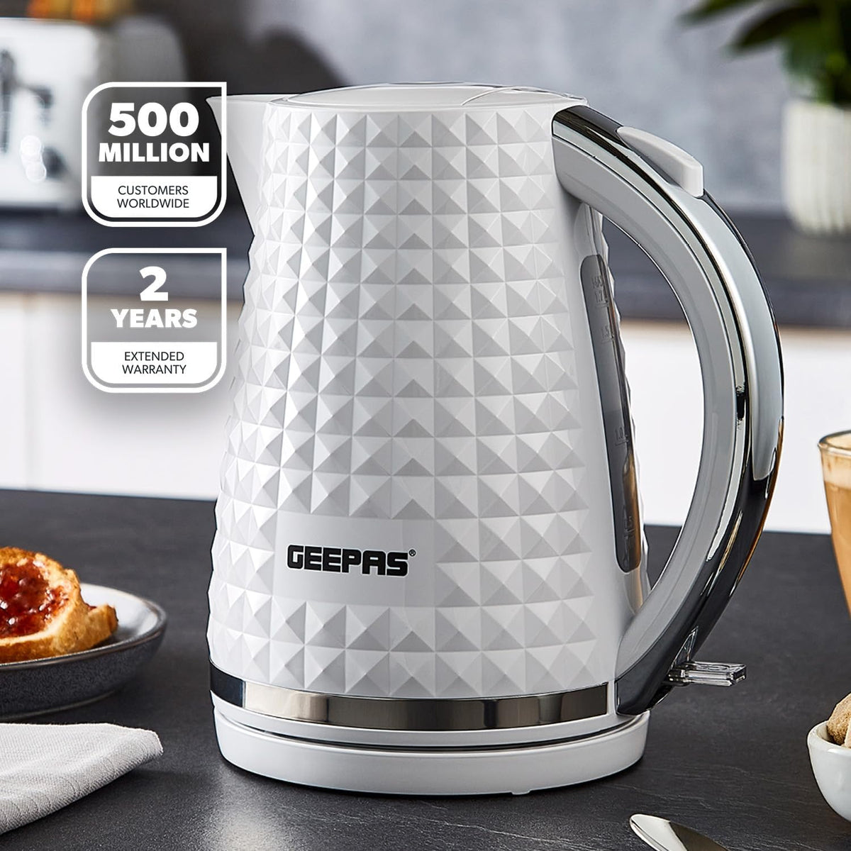 GEEPAS Argyle Kettle 2200W GK38056UK-WT (White)