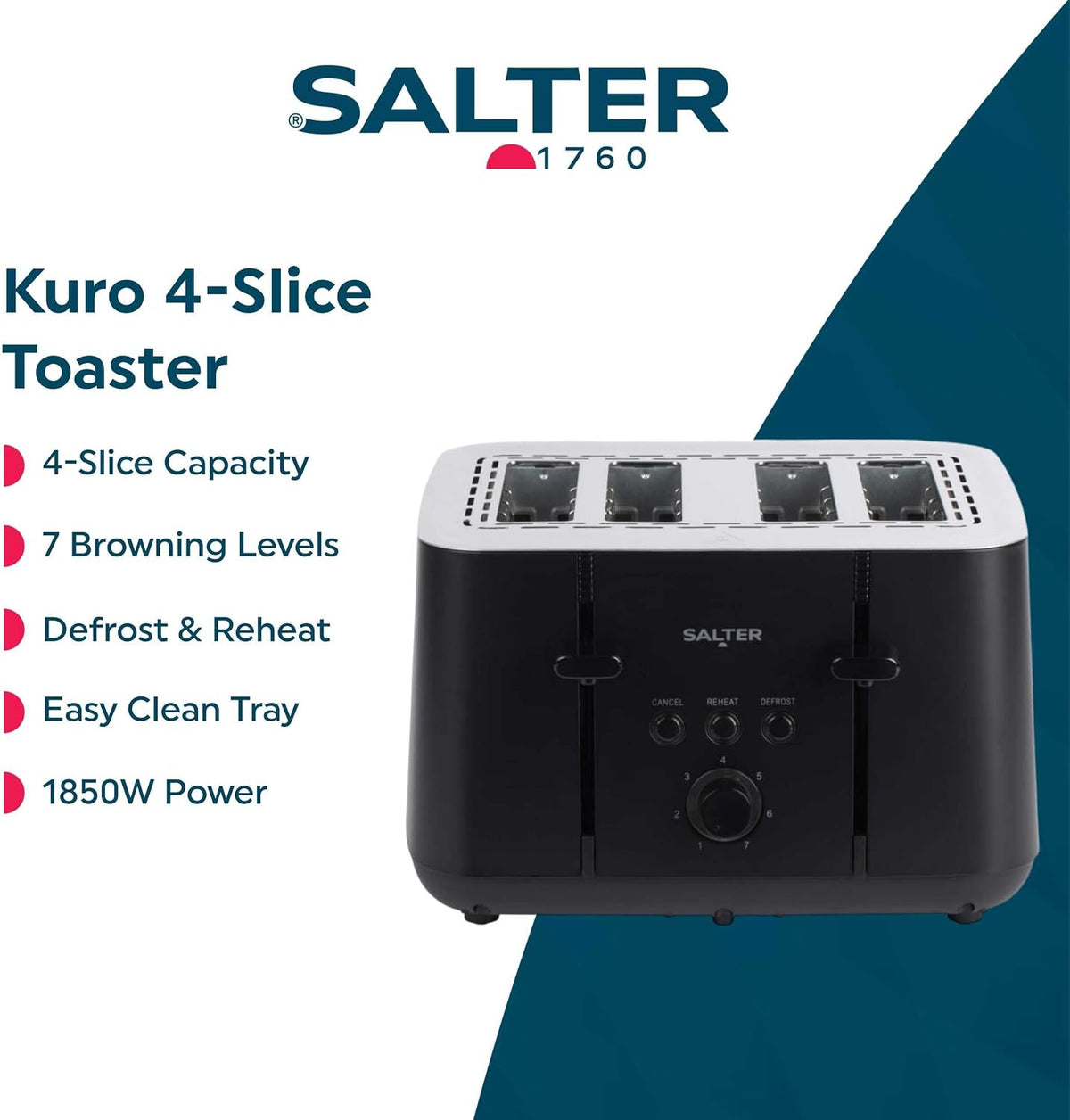 Salter Kuro 4 Slice Toaster EK5565MBLKF (Matte Black)