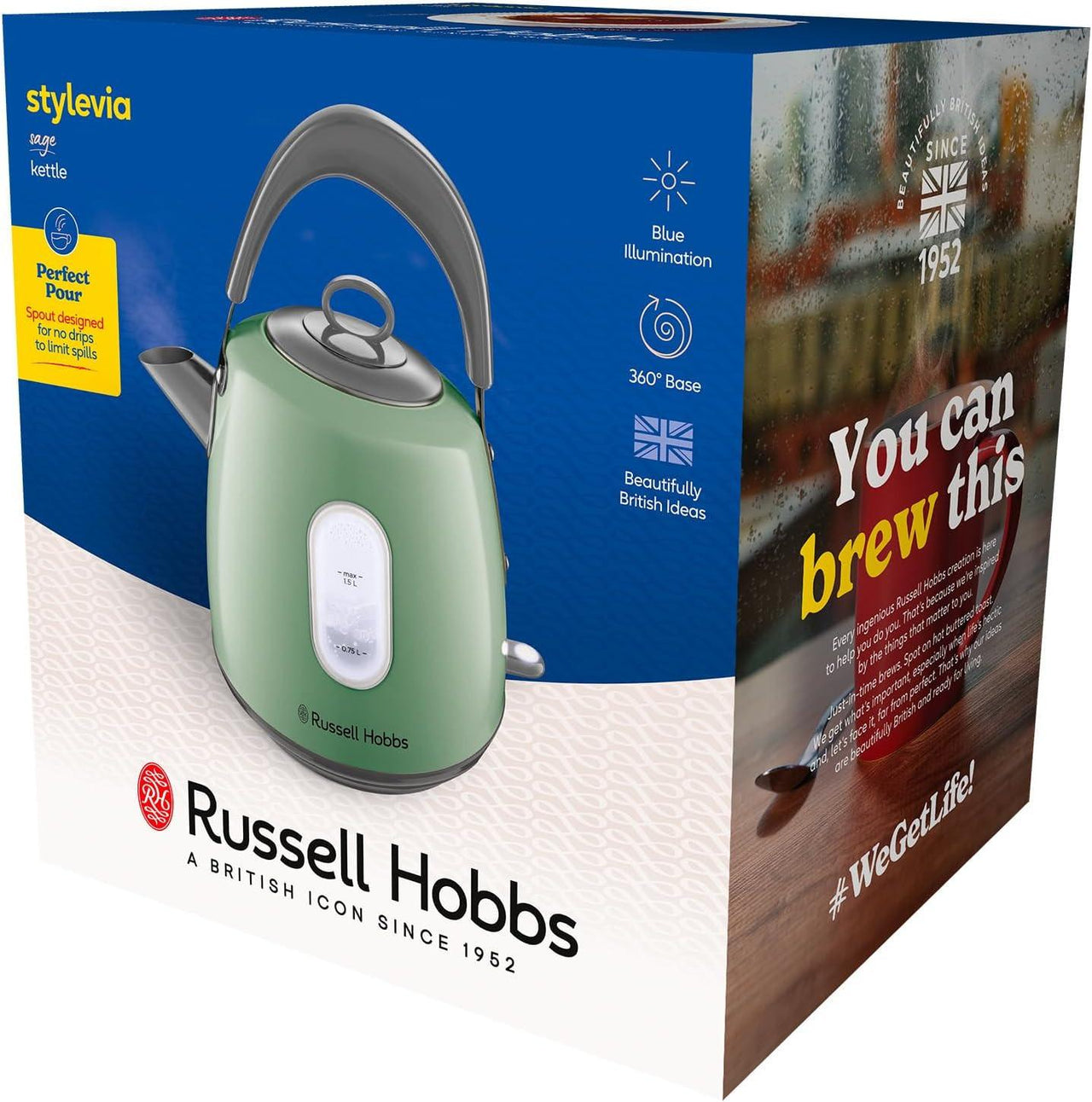 Russell Hobbs Stylevia Pyramid Kettle 28134 (Sage).