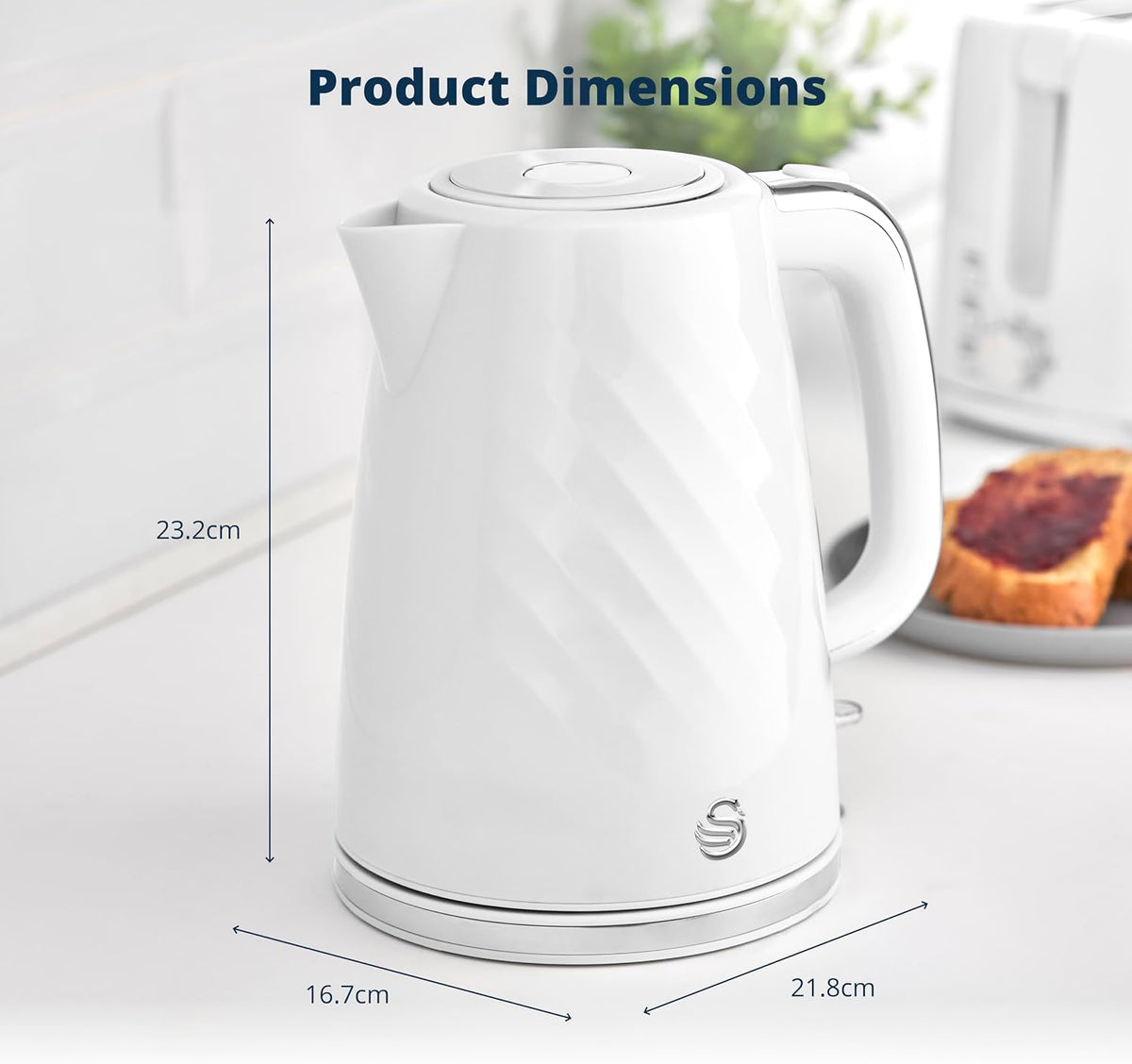 Swan Windsor Kettle, 2 Slice Toaster & Microwave Kitchen Set (White)