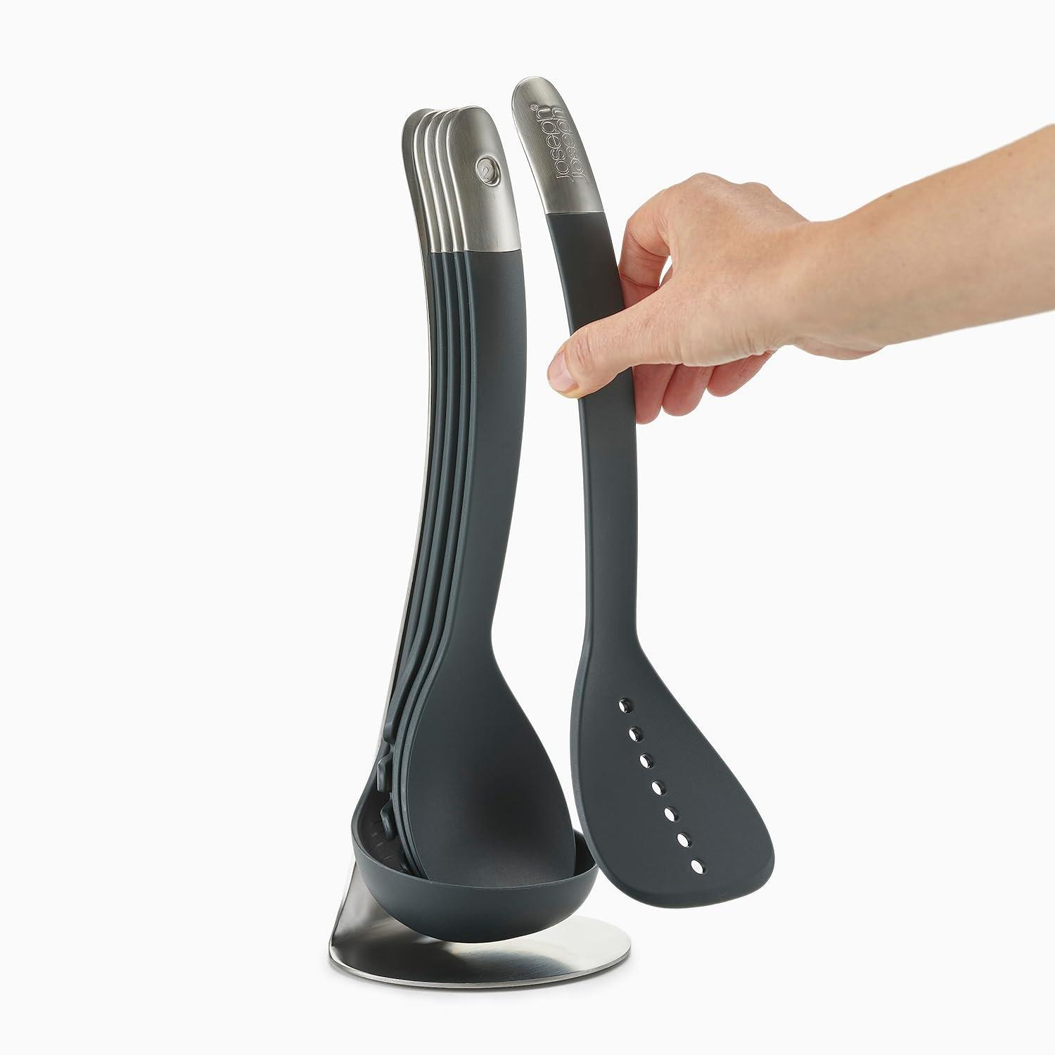 Joseph Joseph Nest 5-piece Black Utensils Set with Magnetic Stand 95031 - Vibe Home