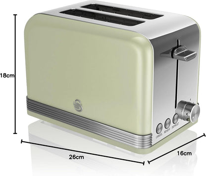 Swan Retro 2 Slice Toaster Wide Slots ST19010GN (Green)