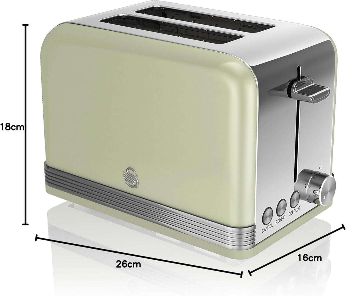 Swan Retro Kettle & 2 Slice Toaster Kitchen Set - Green