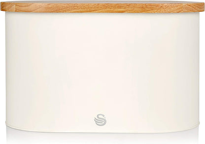 Swan Nordic Scandi White Bread Bin with Cutting Board Lid