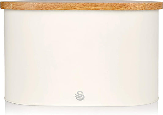 Swan Nordic Scandi White Bread Bin with Cutting Board Lid