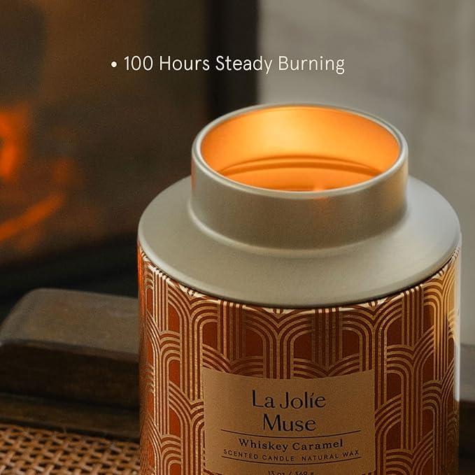 La Jolie Muse Scented Gold Candle 100hrs Caramel Scent Luxury Gift Boxed