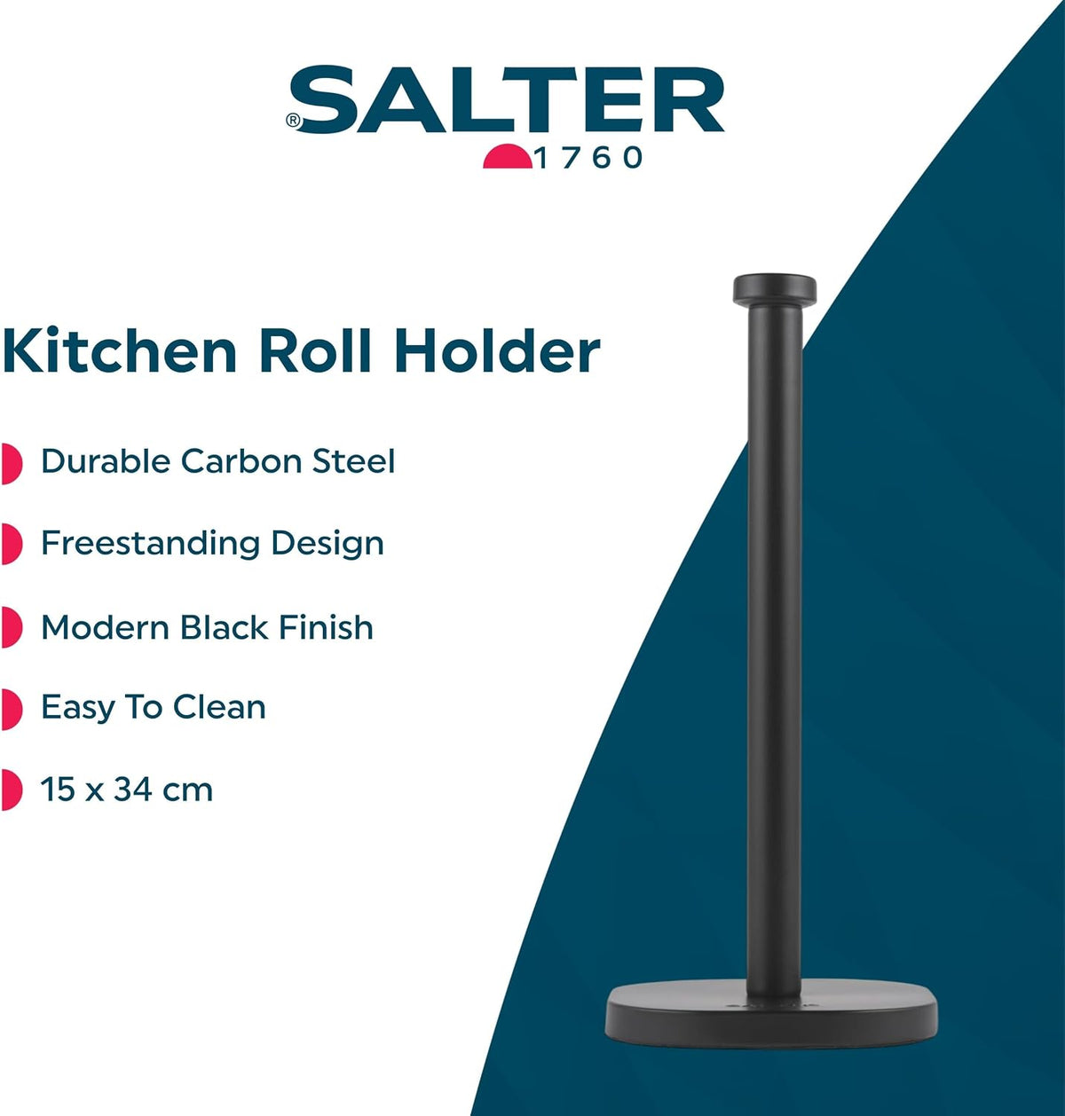 Salter Kuro Kettle, 4 Slice Toaster, Bread Bin, Canisters, Towel Pole & Mug Tree Set (Matte Black)
