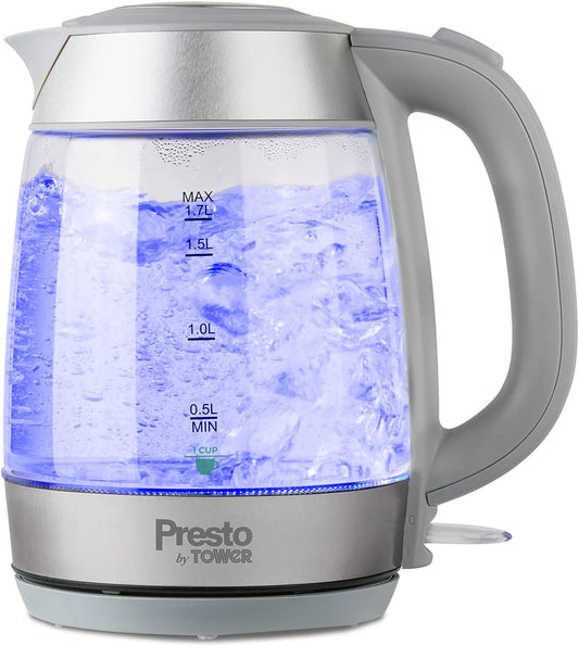 Tower Presto Glass Kettle 2200W 1.7L PT10040GRY Grey