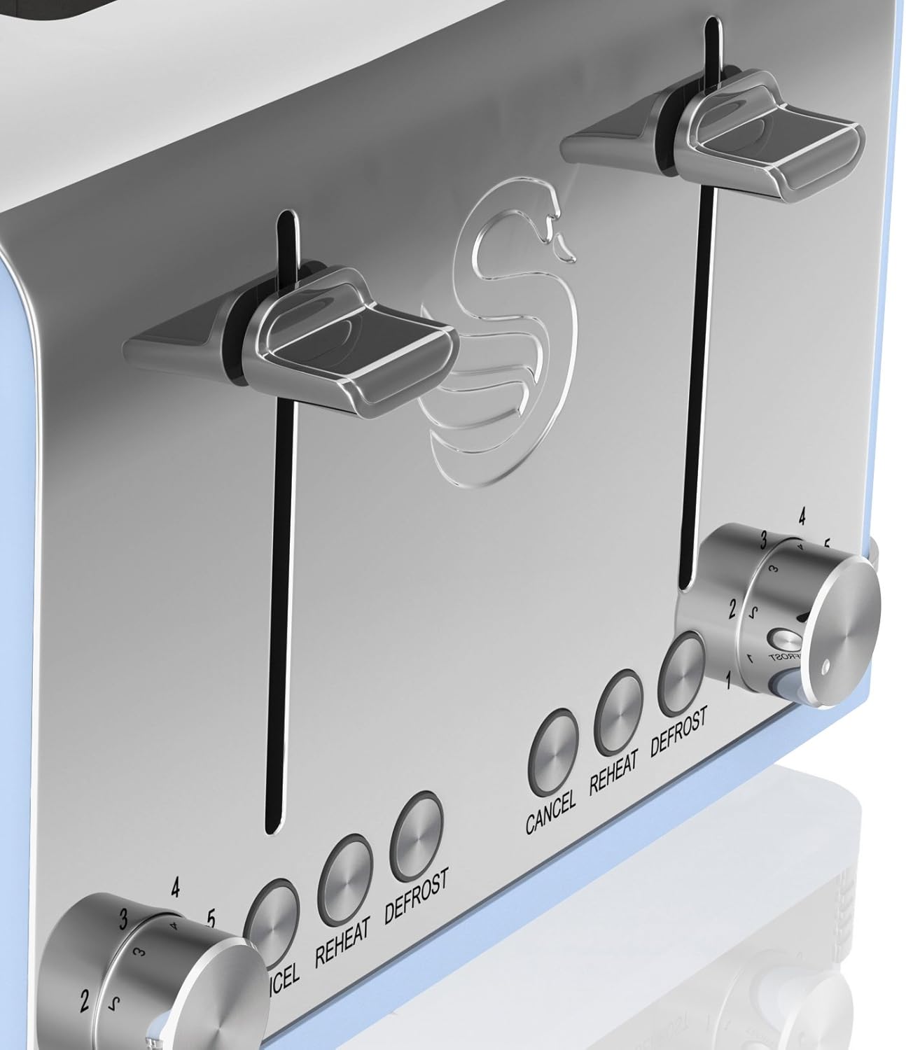 Swan Blue 4 Slice Toaster Wide Slots Retro Stainless Steel ST19020BLN