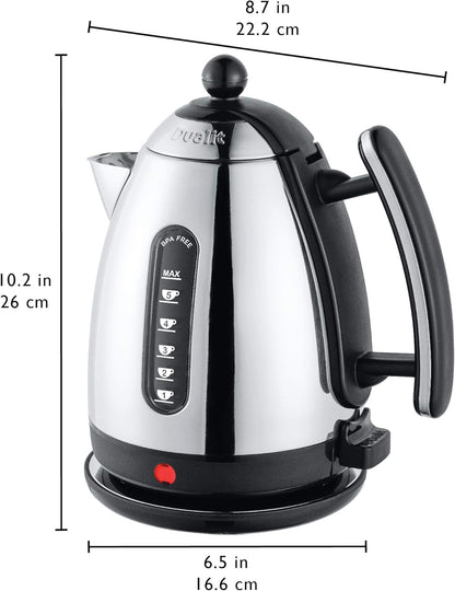 Dualit Lite Jug Kettle & 4 Slice Toaster Matching Kitchen Set (Black Trim)