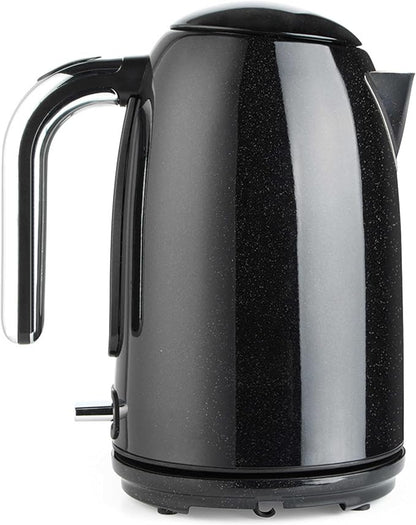 Salter Boston Kettle, 4 Slice Toaster, Bread Bin & Canisters Kitchen Set (Black)