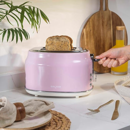Salter Salter Retro Kettle, 2 Slice Toaster & Canisters Kitchen Set (Pink)