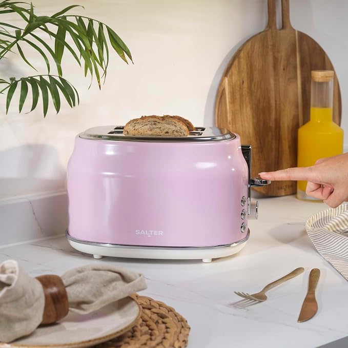 Salter Salter Retro Kettle, 2 Slice Toaster & Canisters Kitchen Set (Pink)