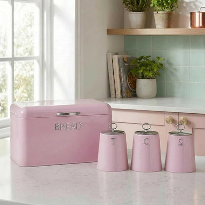 Salter Salter Retro Bread Bin & Canister Storage Kitchen Set (Pink)