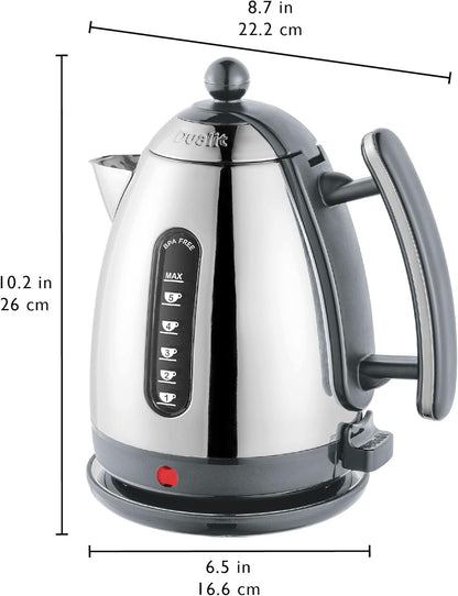 Dualit Lite Jug Kettle & 2 Slice Toaster Matching Kitchen Set (Grey Trim)