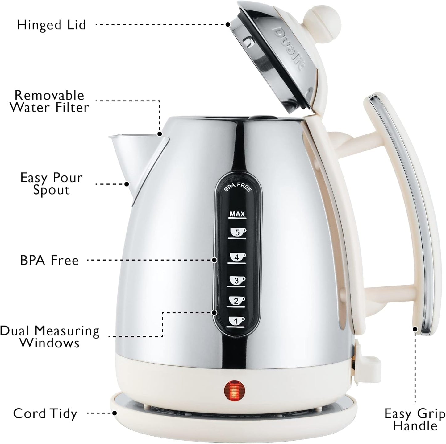Dualit Lite Jug Kettle & 4 Slice Toaster Kitchen Set (Canvas White)