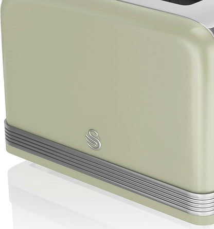 Swan Retro Kettle & 4 Slice Toaster Kitchen Set - Green