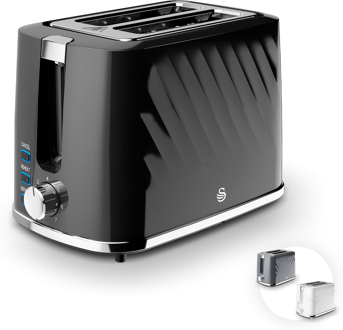 Swan Windsor Kettle, 2 Slice Toaster & Microwave Kitchen Set (Black)