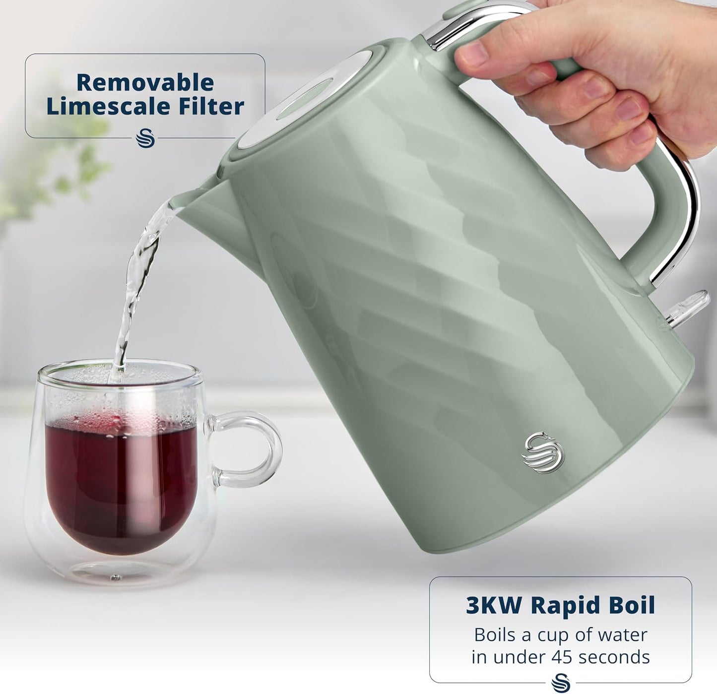 Swan Windsor 1.7L Jug Kettle SK14611SGE (Sage Green)