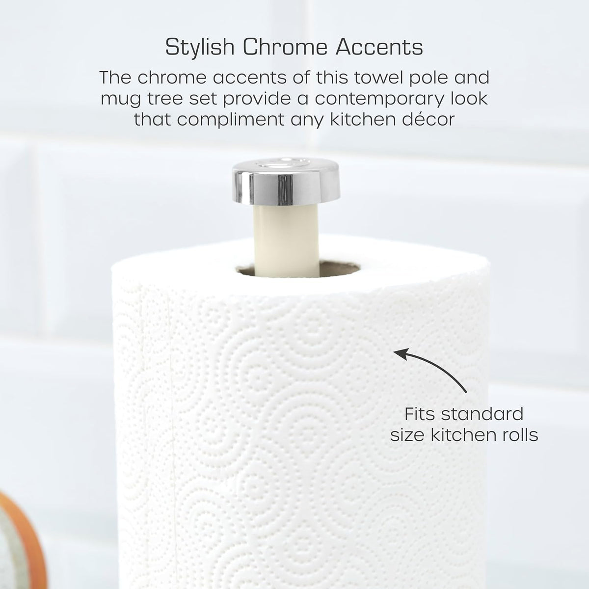 Swan Swan Townhouse Towel Pole & Mug Tree Kitchen Set SWKA18531CN (Cream)