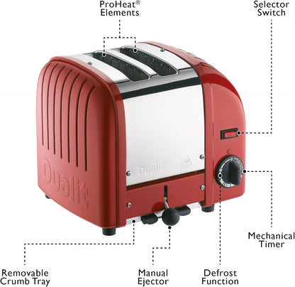 Dualit Dualit Classic Vario AWS 2 Slice Toaster 20442 (Red Trim)