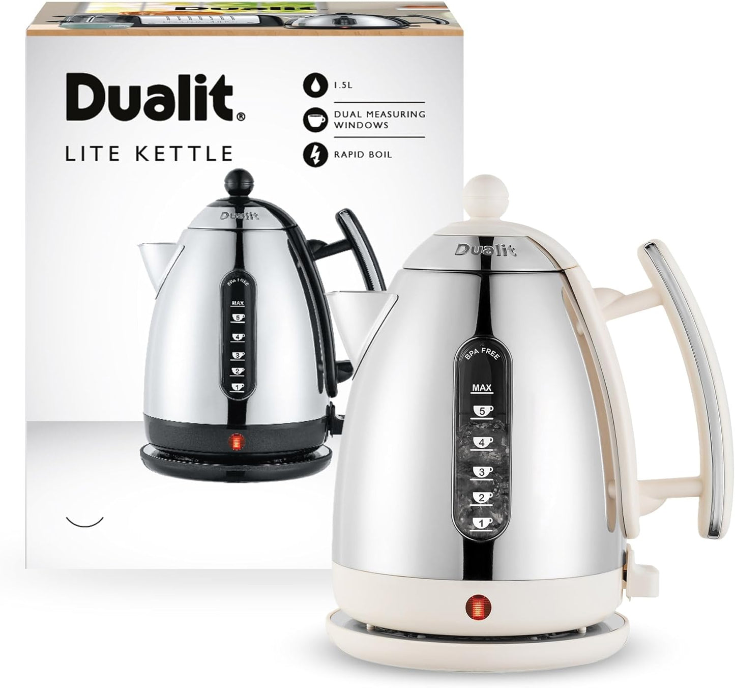 Dualit Lite Jug Kettle & 4 Slice Toaster Kitchen Set (Canvas White)