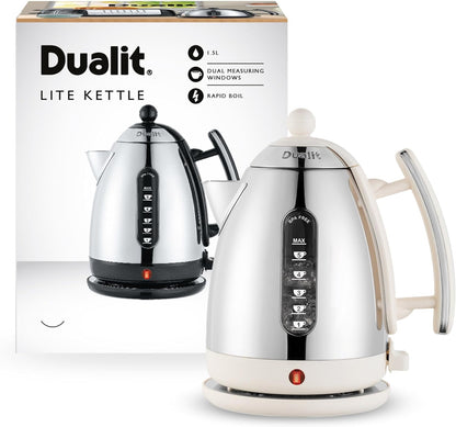 Dualit Lite Jug Kettle & 4 Slice Toaster Kitchen Set (Canvas White)