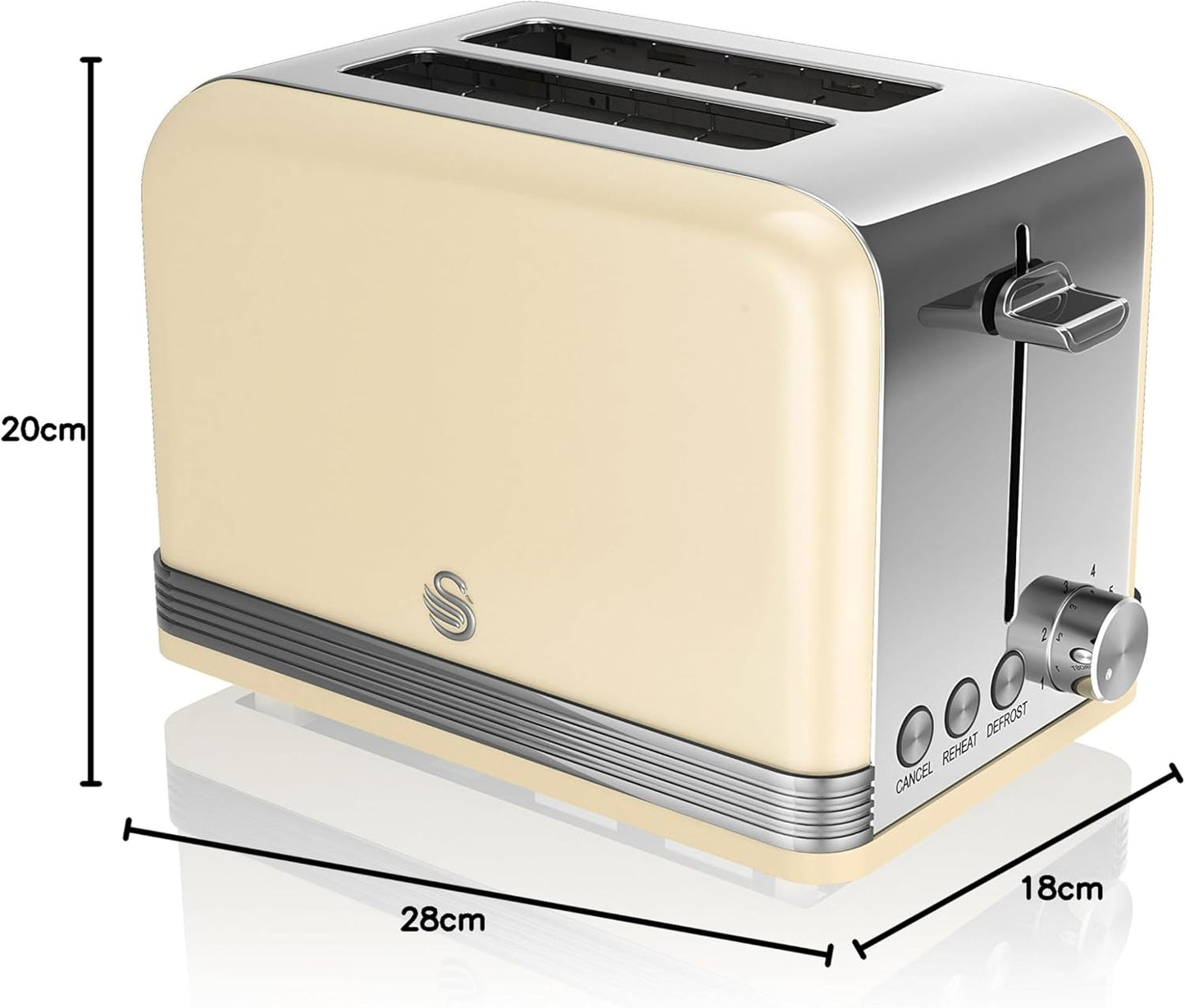 Swan Retro Cream Kettle, 2 Slice Toaster, Bread Bin & Canisters Kitchen Set