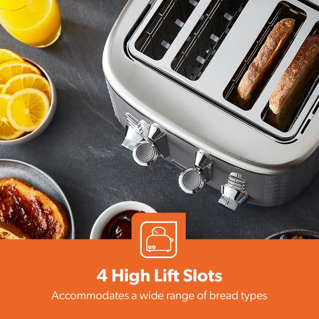 GEEPAS Argyle 4 Slice Toaster GBT36552UK-GR (Grey)