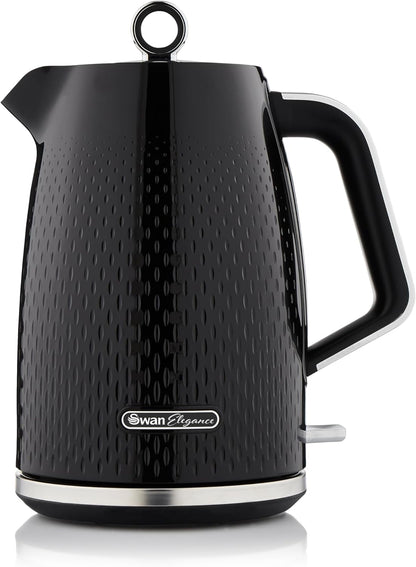 Swan Elegance Kettle & 4 Slice Toaster Matching Kitchen Set (Black)