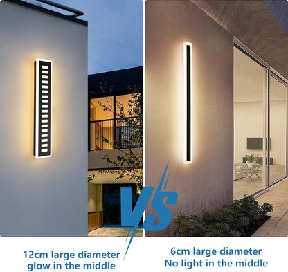 Outdoor Modern Garden Wall Light LED Long Panel Strip Sconces Black (60cm)